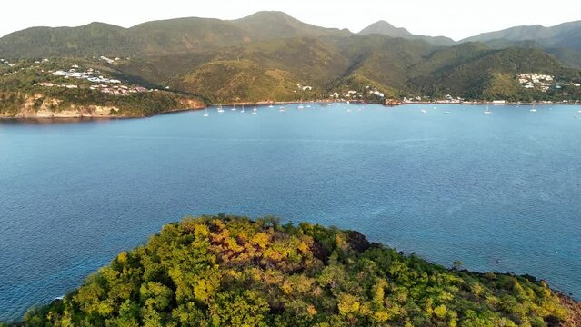 Exploring the Cousteau Reserve: Aerial Views of Marine Splendor in Guadeloupe, Captured in 60fps