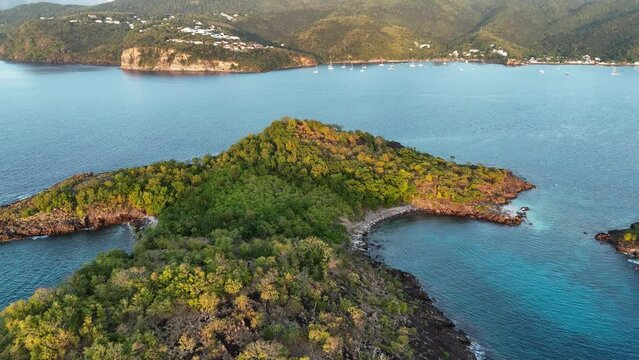 Exploring the Cousteau Reserve: Aerial Views of Marine Splendor in Guadeloupe, Captured in 60fps