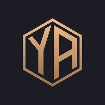 Elegant Hexagon Letter YA Logo Design. Initial Luxurious YA Logo Template