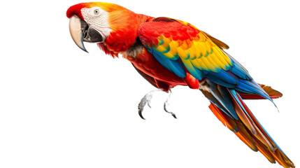 A vibrant parrot perches gracefully on a colorful tree branch