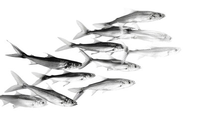 A group of fish swimming gracefully together in unison