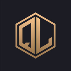 Elegant Hexagon Letter QL Logo Design. Initial Luxurious QL Logo Template