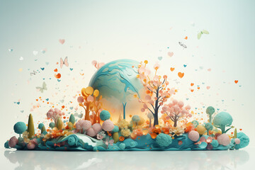 World environment and mother earth day concept with surreal, colorful Earth. - 774716562