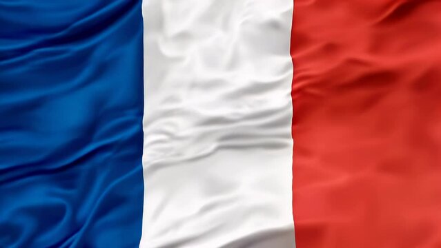 Elegant silk texture of the french flag with a dynamic wave, symbolizing national pride. 3D illustration