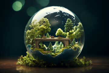 World environment and Earth Day concept with colorful globe and eco friendly enviroment. - 774717112