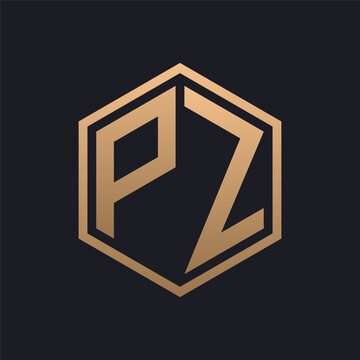 Elegant Hexagon Letter PZ Logo Design. Initial Luxurious PZ Logo Template