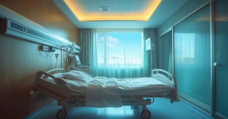 Hospital ward interior, 3d render, 3d illustration