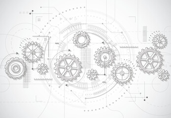 Abstract gear wheel mechanism background. Machine technology. Vector illustration