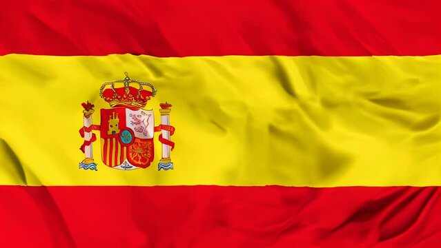 Bright silk fabric texture of a spanish flag symbolizing national pride. 3D illustration