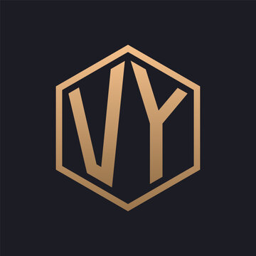 Elegant Hexagon Letter VY Logo Design. Initial Luxurious VY Logo Template