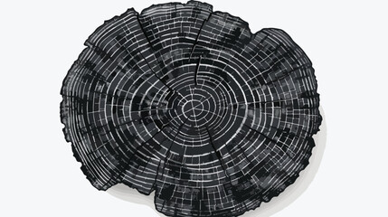 Black tree rings. Cross section of the trunk  - obrazy, fototapety, plakaty