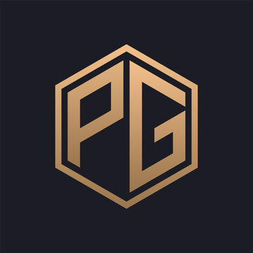 Elegant Hexagon Letter PG Logo Design. Initial Luxurious PG Logo Template