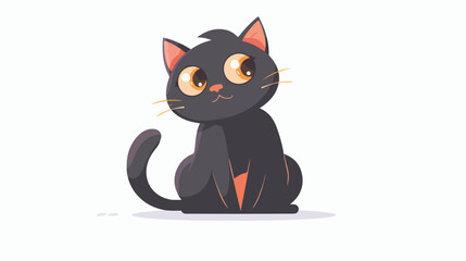 Cartoon illustration of cute cat flat vector 