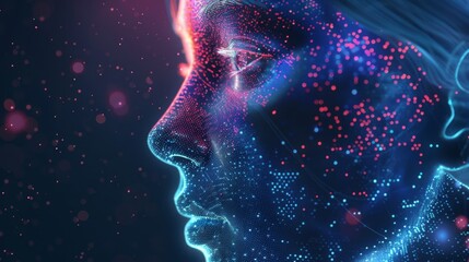 Digital Human Face Representation Highlighting Artificial Intelligence Concept