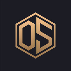 Elegant Hexagon Letter OS Logo Design. Initial Luxurious OS Logo Template