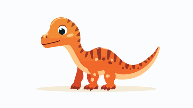Cartoon little dinosaur on white background Flat vector