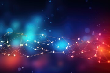 Obraz premium Technology grid, connection line, technology background design . Abstract technology background with connecting dots and lines, Ai generated