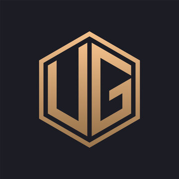Elegant Hexagon Letter UG Logo Design. Initial Luxurious UG Logo Template