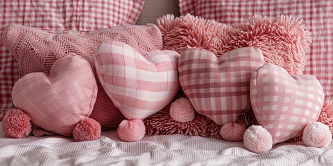 Pink Heart Pillows A Cozy and Romantic Addition to Your Bedroom Generative AI
