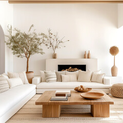Obraz premium Boho interior design of modern living room, home.