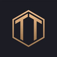 Elegant Hexagon Letter TT Logo Design. Initial Luxurious TT Logo Template
