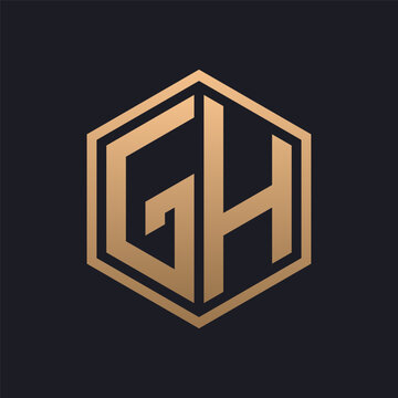 Elegant Hexagon Letter GH Logo Design. Initial Luxurious GH Logo Template