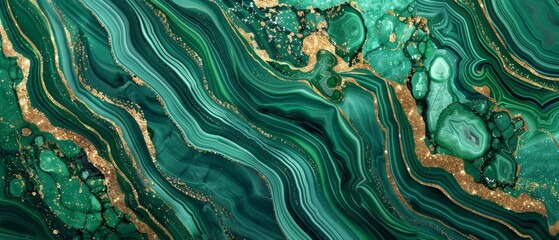 Wavy lines fashion print, painted artificial marbled surface, artistic marbling illustration on a background of abstract background, fake stone texture, malachite green agate jasper marble slab with - obrazy, fototapety, plakaty
