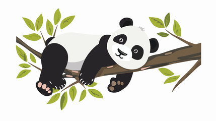 Cartoon panda hanging on tree branch Flat vector 812355dc-679b-44b8-9f60-c4c85c8d7e08 0.eps