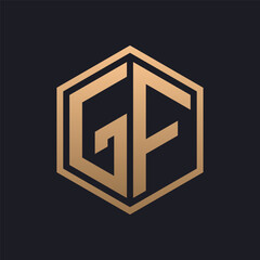 Elegant Hexagon Letter GF Logo Design. Initial Luxurious GF Logo Template