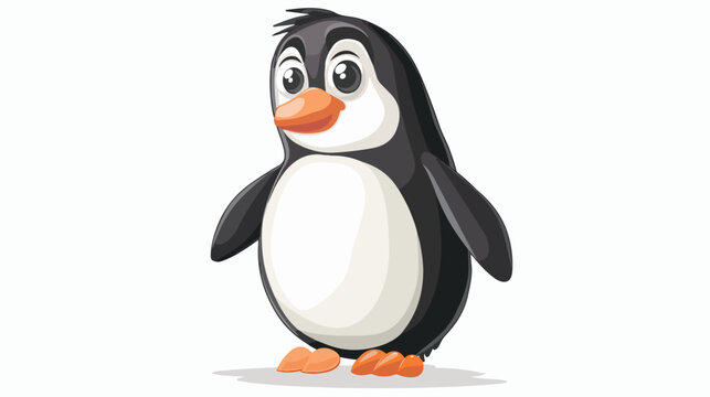 Cartoon penguin isolated on white background Flat vector