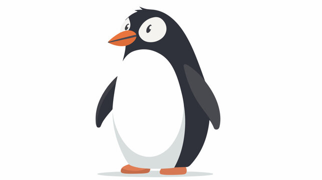 Cartoon penguin isolated on white background Flat vector