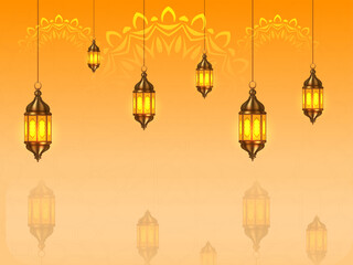 illustration of hanging lamps pattern for Ramadhan, vector illustration design.