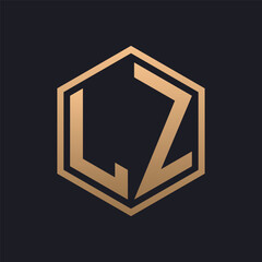 Elegant Hexagon Letter LZ Logo Design. Initial Luxurious LZ Logo Template - obrazy, fototapety, plakaty