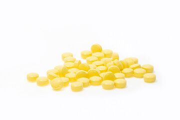 Close-up of yellow pill