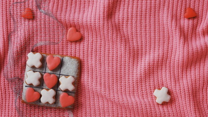 Mothers Day Wallpapers. Pink Cute style. Tic tac toe Game with hearts. Love and Relationships Conception. Romance Decoration. Web Banner