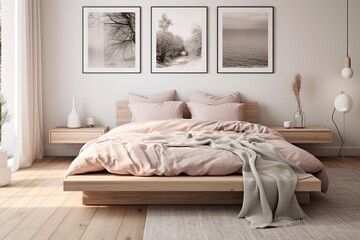 Neutral Elegance: Scandinavian Minimalist Bedroom Decor with Sleek Furniture and Cozy Vibes