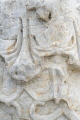 Ancient Carved Marble Relief Close-Up In Monochrome