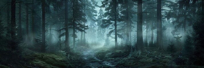 Foggy Forest Path Generative AI