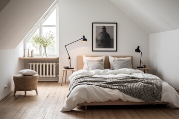 Functional Simplicity: Scandinavian Minimalist Bedroom Design with Cozy Textiles