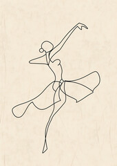 a very minimalist abstract one-line tusche drawing resembling a ballet dancer 