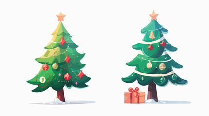 Decorated new year tree modern cartoon Christmas 