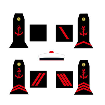 Ensemble des galons de l'arm&eacute;e de la marine nationale fran&ccedil;aise: Quartier-ma&icirc;tre et matelot