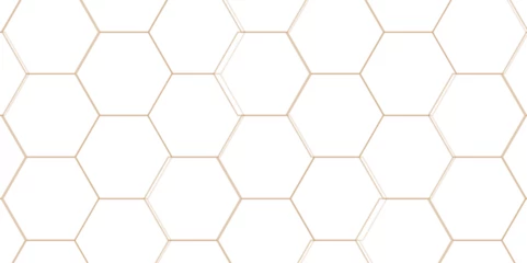 Fotobehang Abstract background with hexagonal geometric hexagon polygonal pattern background. 3d seamless bright white web cell and triangle abstract honeycomb background. white and gray backdrop wallpaper. © MOHART PARK