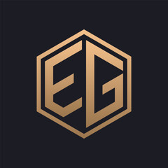 Elegant Hexagon Letter EG Logo Design. Initial Luxurious EG Logo Template