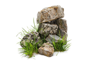 Pile of Stones with Green Grass