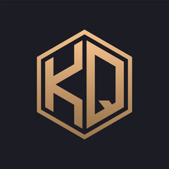 Elegant Hexagon Letter KQ Logo Design. Initial Luxurious KQ Logo Template