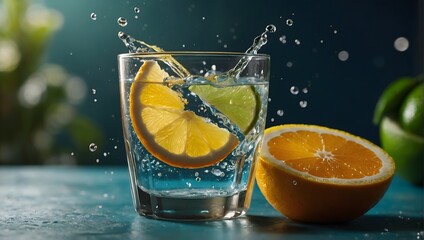 glass of water and orange