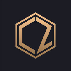 Elegant Hexagon Letter CZ Logo Design. Initial Luxurious CZ Logo Template - obrazy, fototapety, plakaty