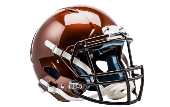 A football helmet stands out against a white backdrop