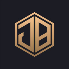 Elegant Hexagon Letter JB Logo Design. Initial Luxurious JB Logo Template